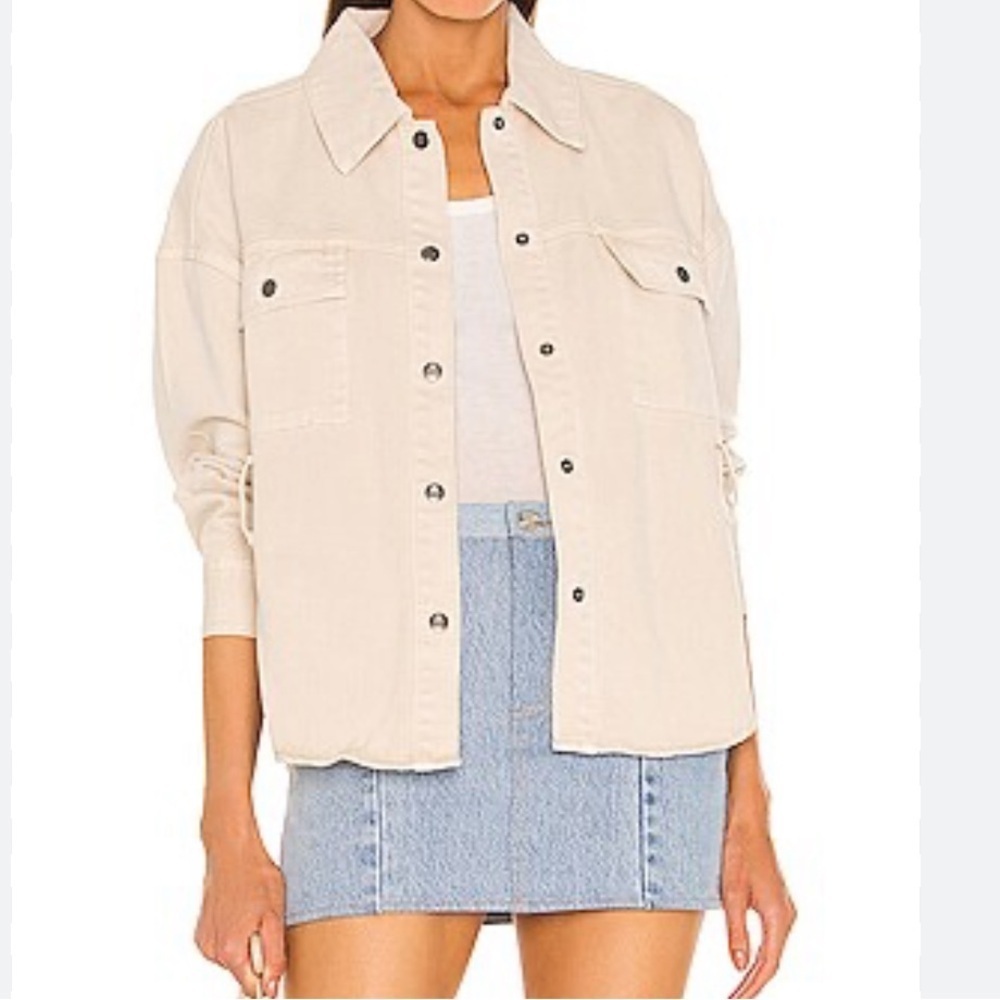 Amuse Society Dorr Revolve Women's Cream jean Jacket tie waist size XS